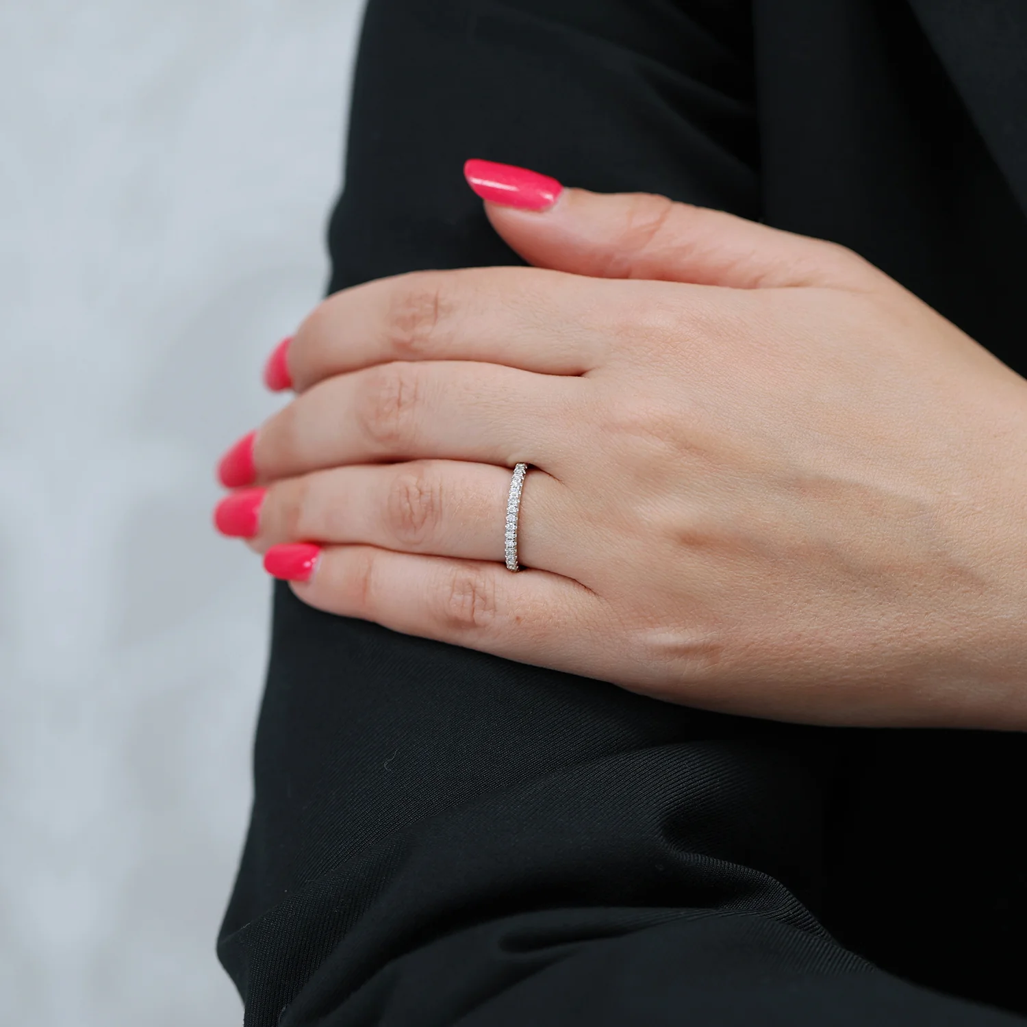 Platinum Round Brilliant Cut Diamond Half Eternity Ring - Image 3