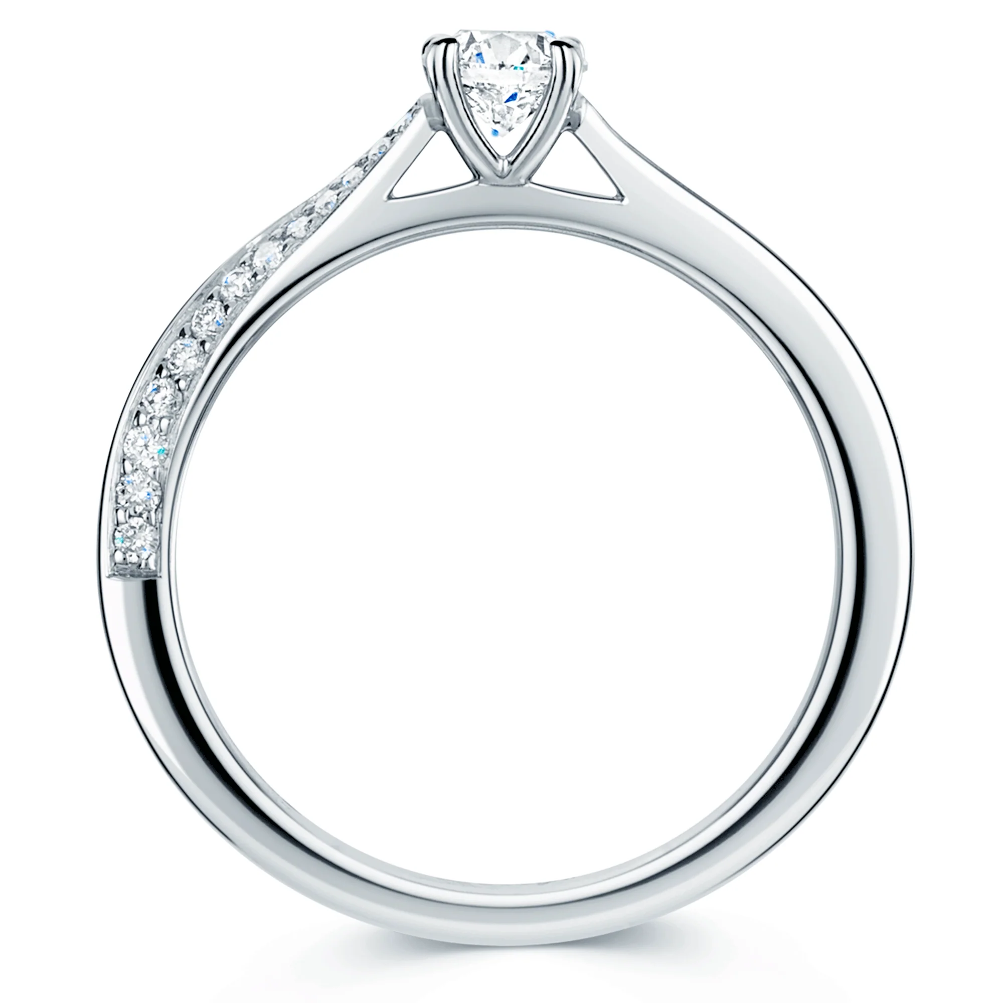 Platinum Round Brilliant Cut Diamond Ring With Diamond Set Shoulders - Image 2
