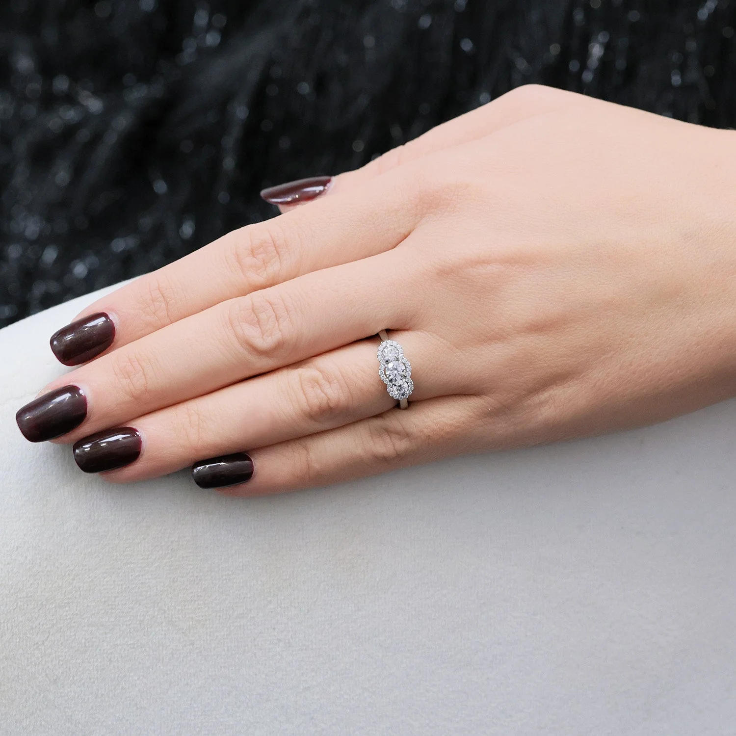 Platinum GIA Certificated Round Brilliant Cut Diamond Three Stone Ring - Image 4