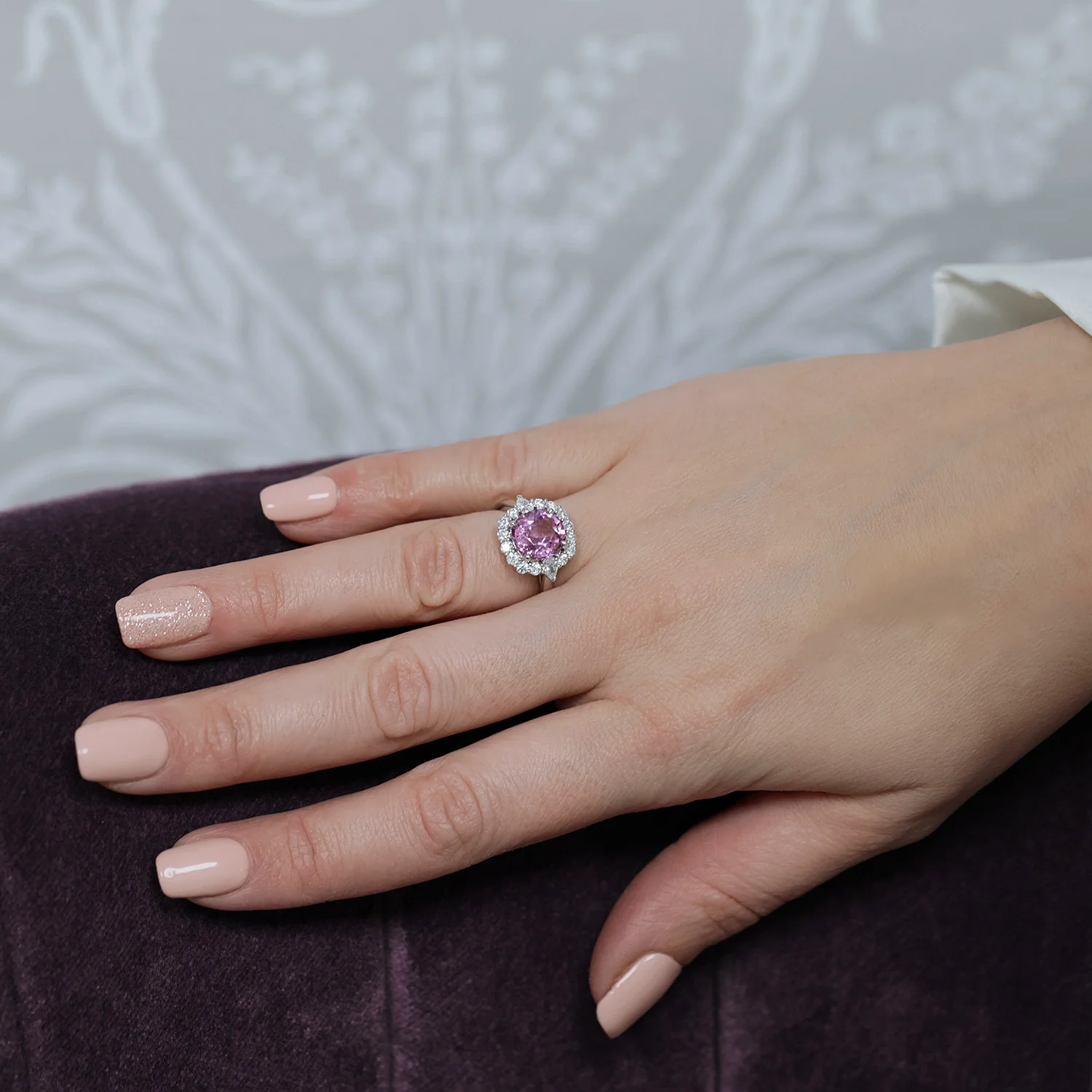 Platinum Spinel And Diamond Halo Cluster Ring - Image 3
