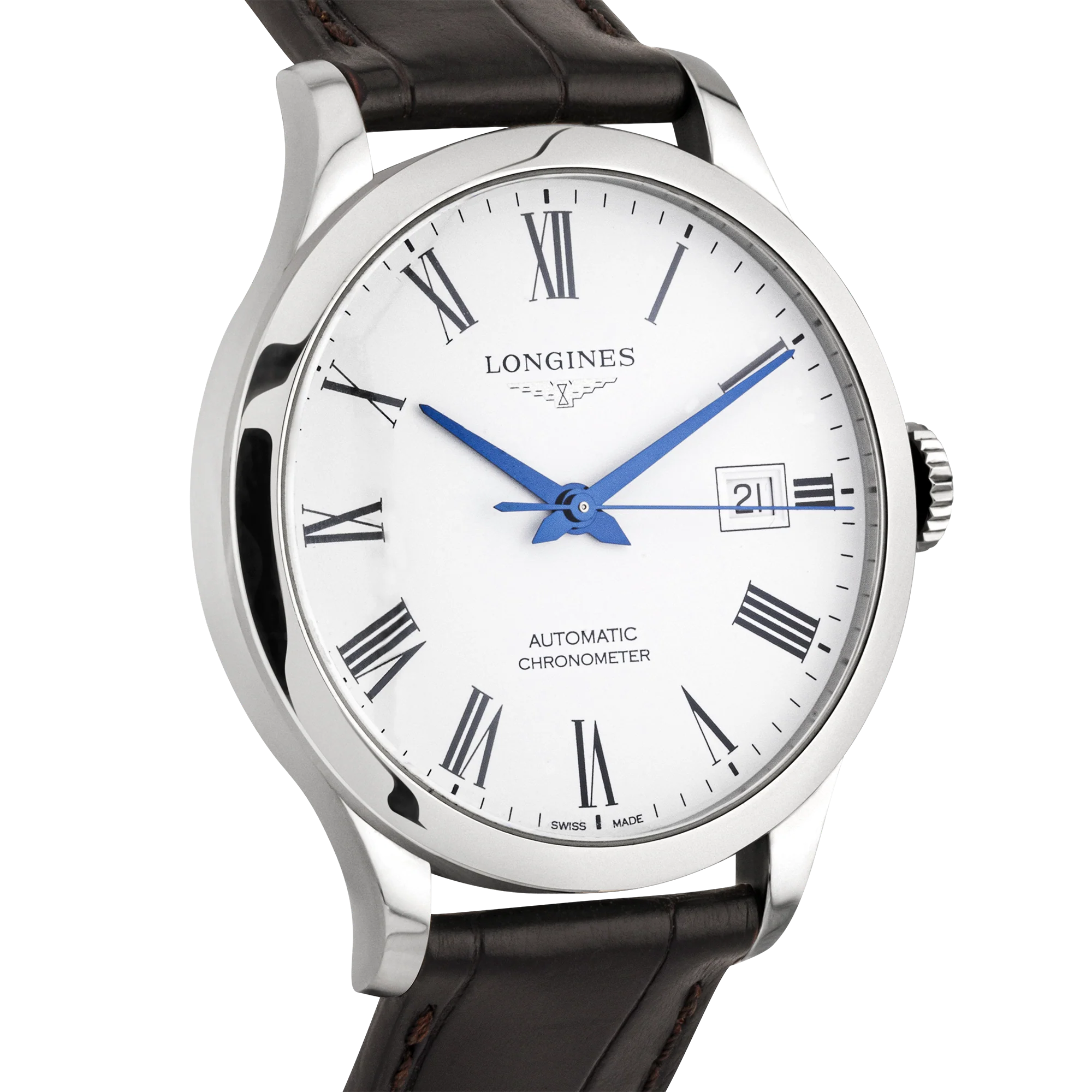 Longines Record 40mm White Roman Dial Mens Automatic Watch (2024) - Image 2