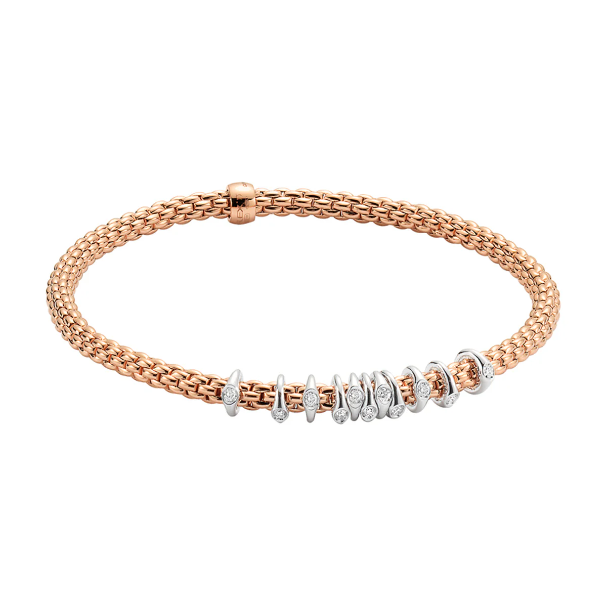 Prima 18ct Rose Gold Bracelet With Eleven Diamond Set Rondels