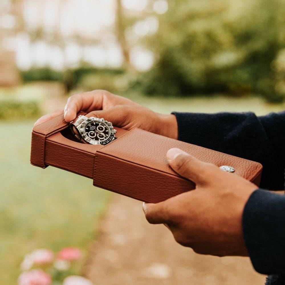 Tan Leather Single Watch Slipcase - Image 4