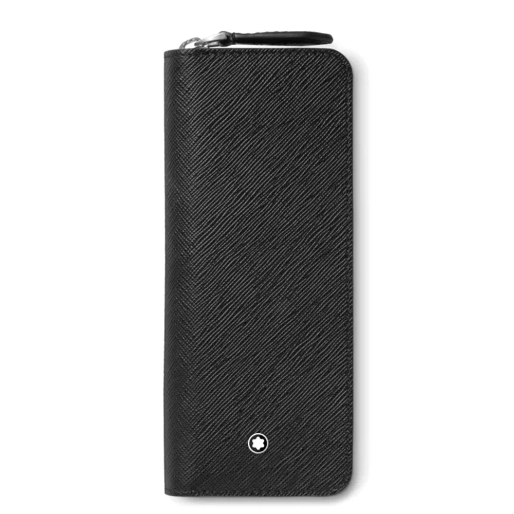 Sartorial Two Zip Black Leather Pen Pouch - Image 3
