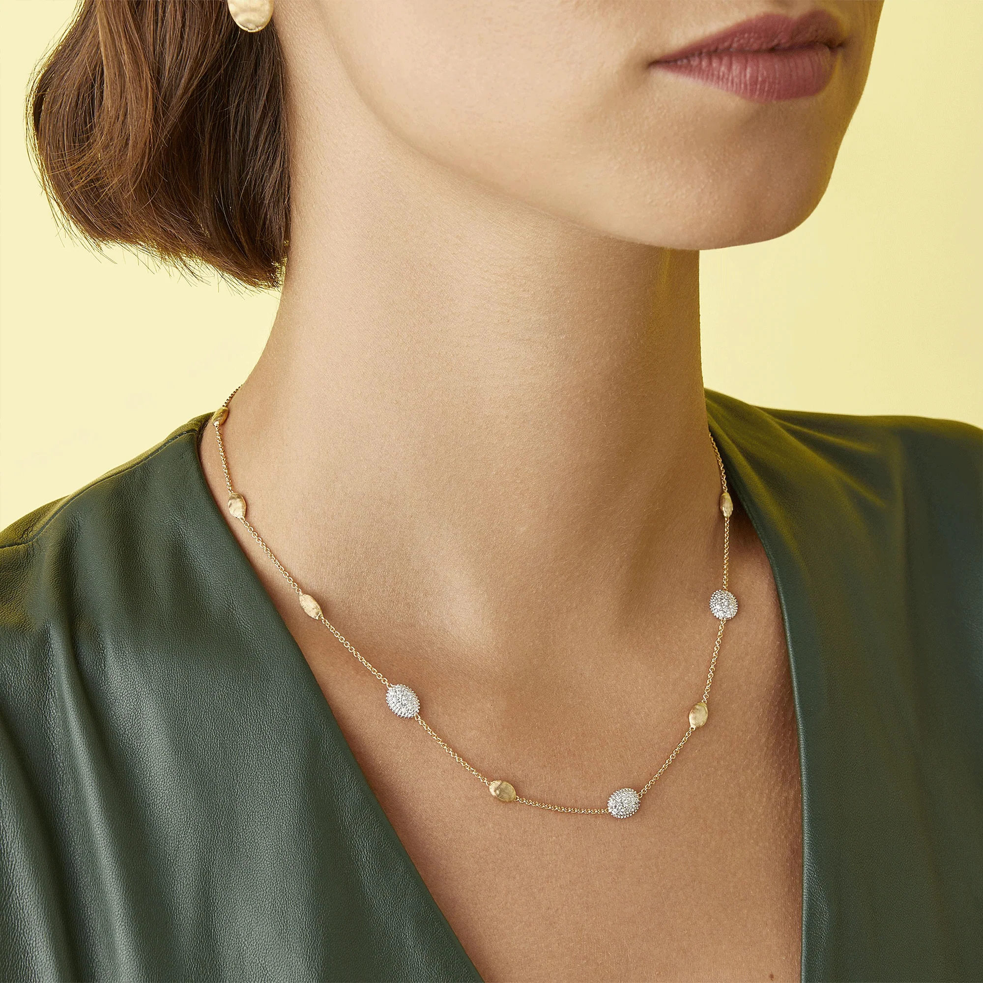 Siviglia 18ct Yellow Gold Pave Diamond Set Necklace - Image 2
