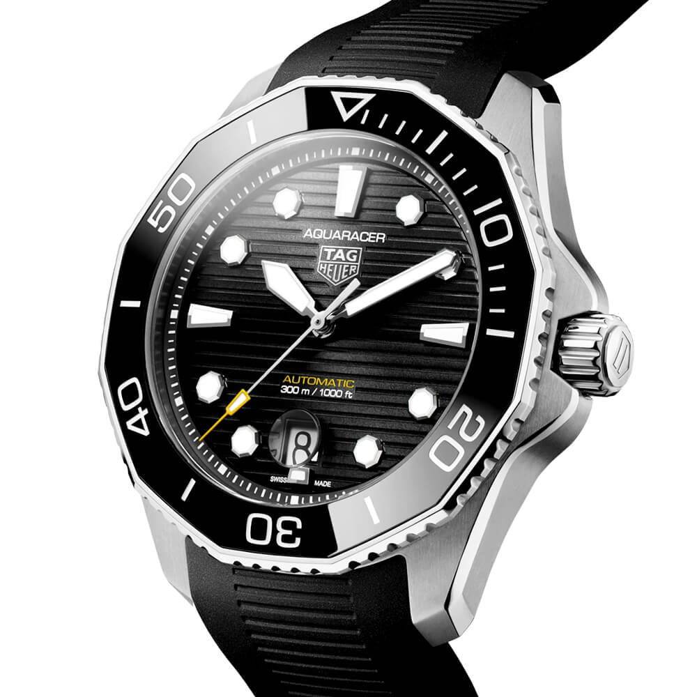 Aquaracer 43mm Black Dial & Ceramic Bezel Men's Automatic Strap Watch - Image 2