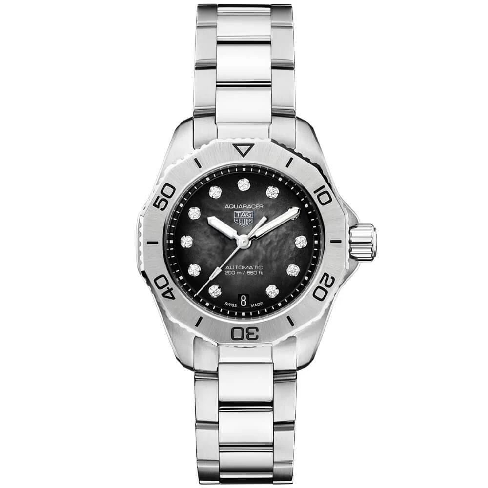 Aquaracer Professional 200 Date 30mm Black Diamond Dial Automatic Watch