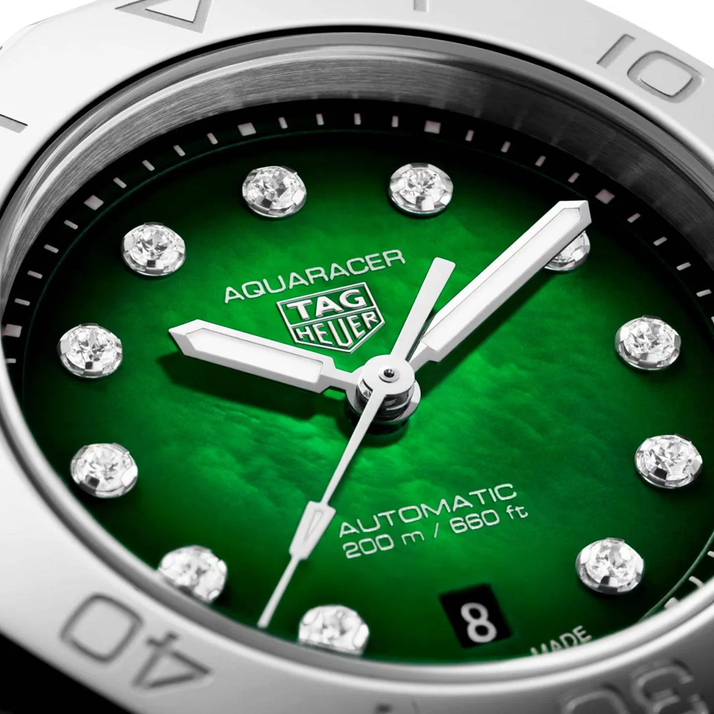 Aquaracer Professional 200 Date 30mm Green Diamond Dial Automatic Watch - Image 2