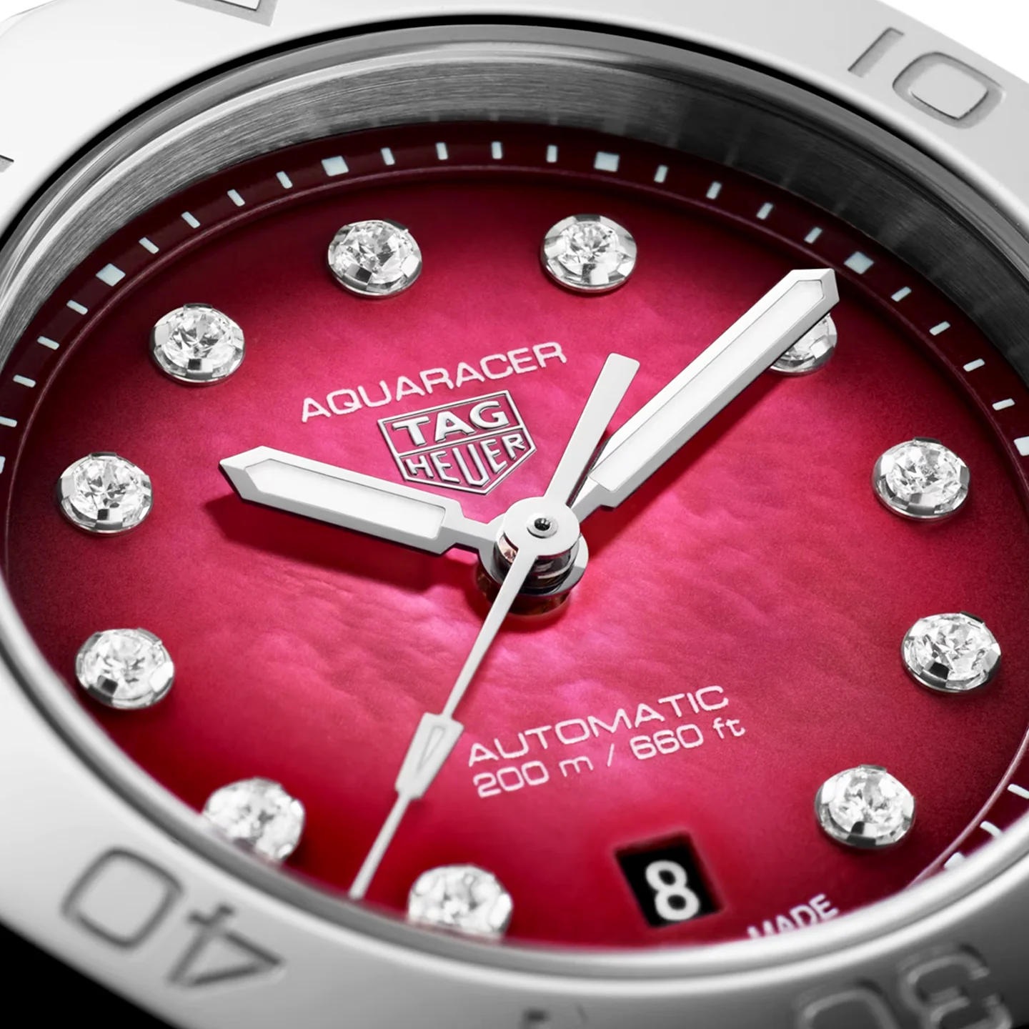 Aquaracer Professional 200 Date 30mm Red Diamond Dial Automatic Watch - Image 2