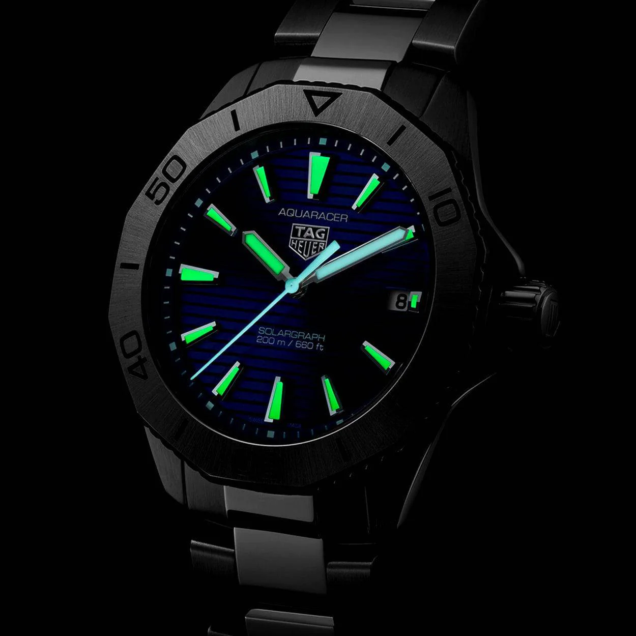 Aquaracer Professional 200 Solargraph 40mm Blue Dial Bracelet Watch - Image 3