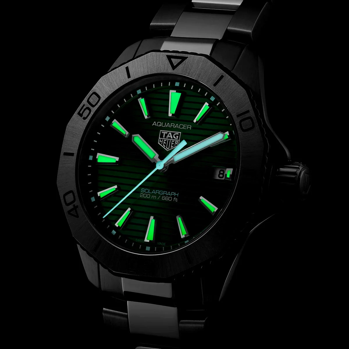 Aquaracer Professional 200 Solargraph 40mm Green Dial Bracelet Watch - Image 6