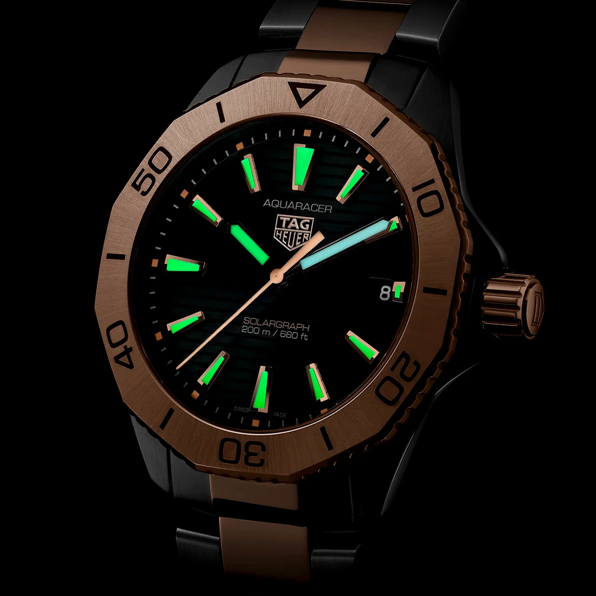 Aquaracer Professional 200 Solargraph Black Dial Two-Tone Bracelet Watch - Image 3