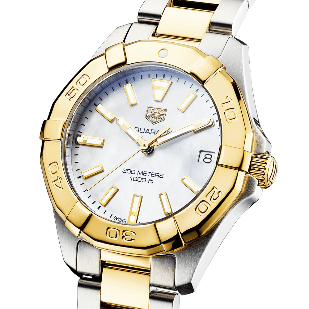 Aquaracer 32mm Two-Tone White Mother of Pearl Dial Ladies Watch - Image 2