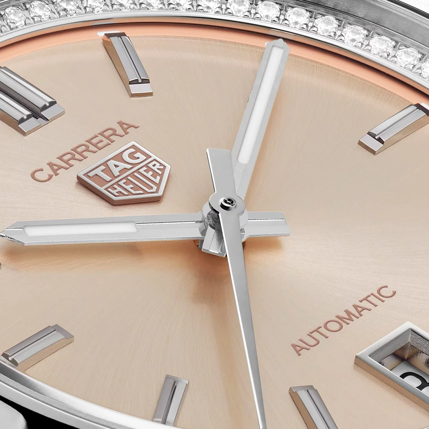 Carrera 36mm Powder Pink Dial Diamond Set Automatic Watch - Image 4
