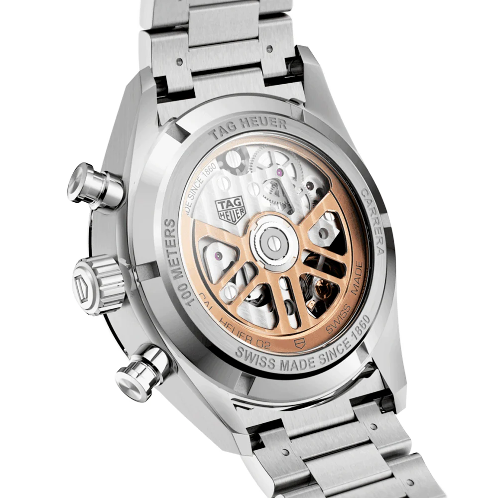 Carrera 42mm Black Dial Automatic Chronograph Bracelet Watch - Image 3