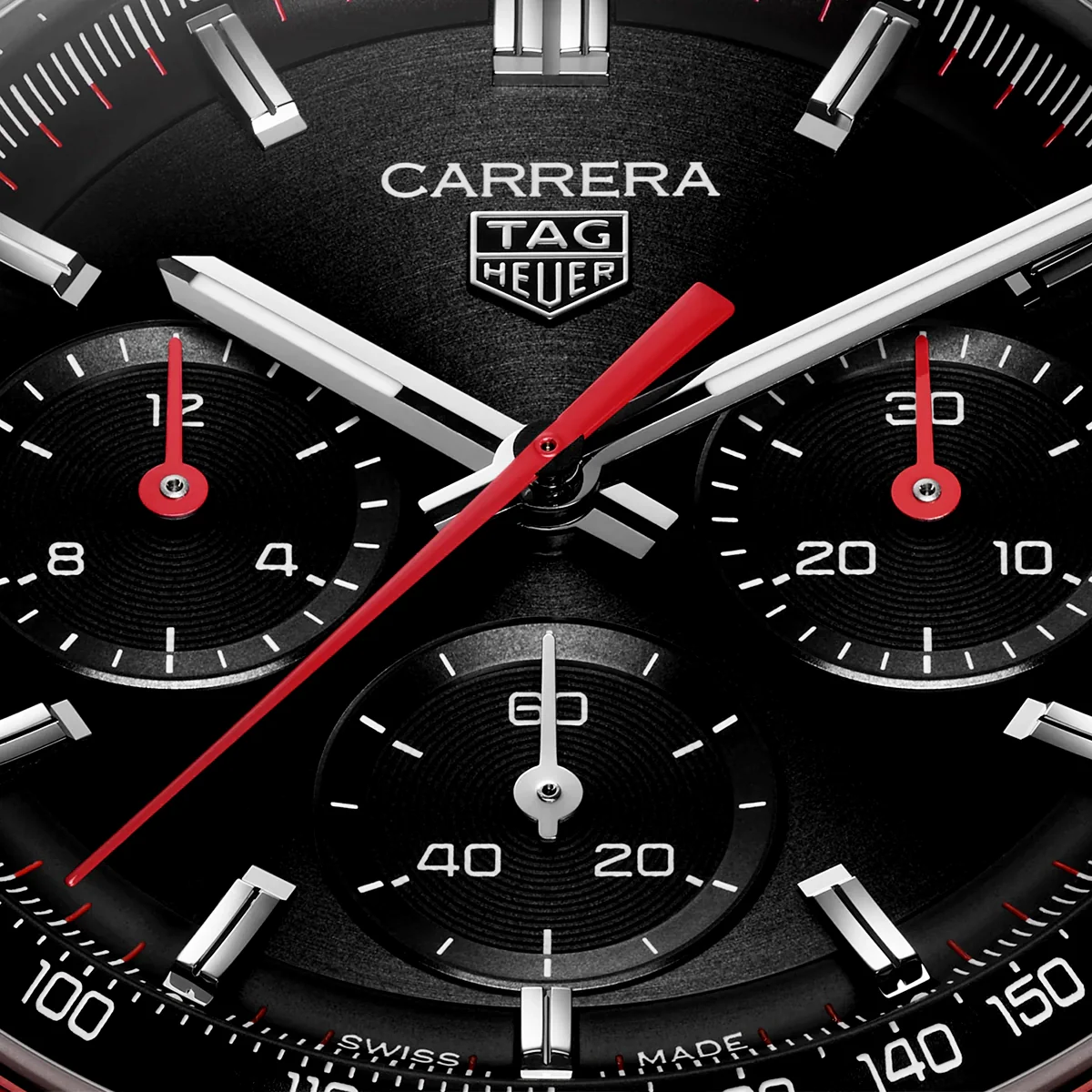 Carrera 41mm Black/Red Dial Automatic Chronograph Bracelet Watch - Image 2