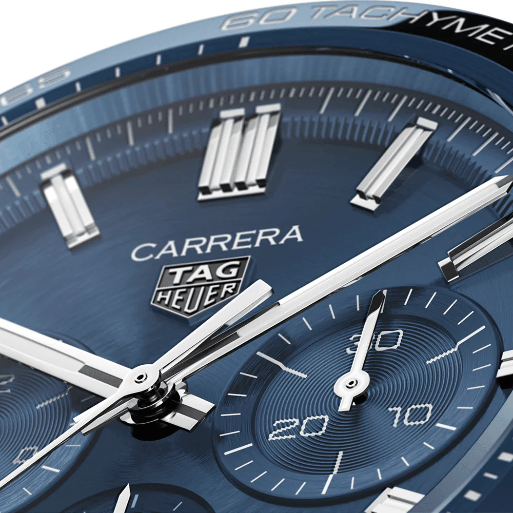 Carrera 44mm Blue Dial & Ceramic Bezel Automatic Chronograph Bracelet Watch - Image 3