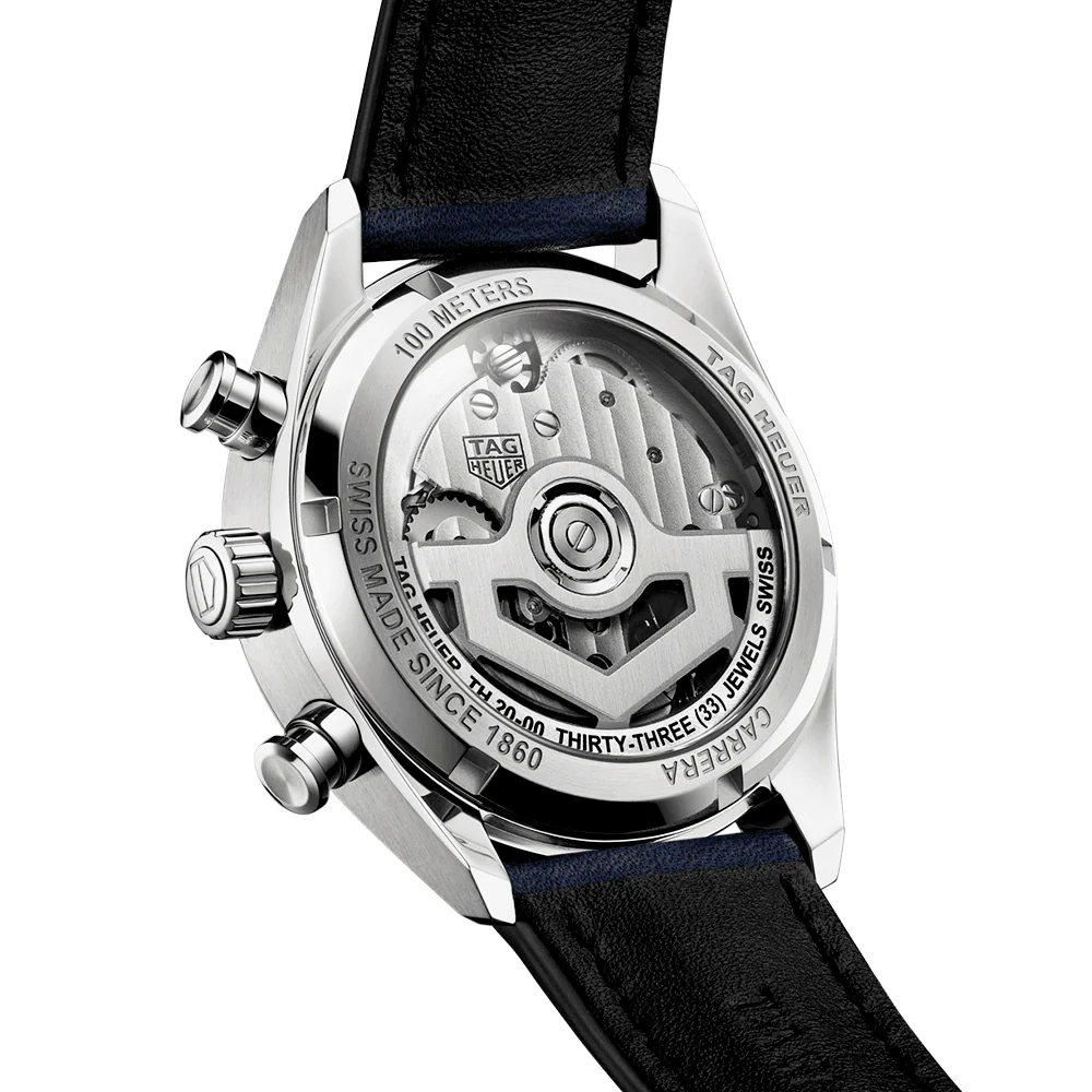 Carrera 39mm Blue Dial Automatic Chronograph Strap Watch - Image 3