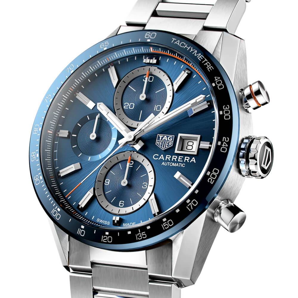 Carrera Chronograph 41mm Blue Dial Men's Automatic Bracelet Watch - Image 2