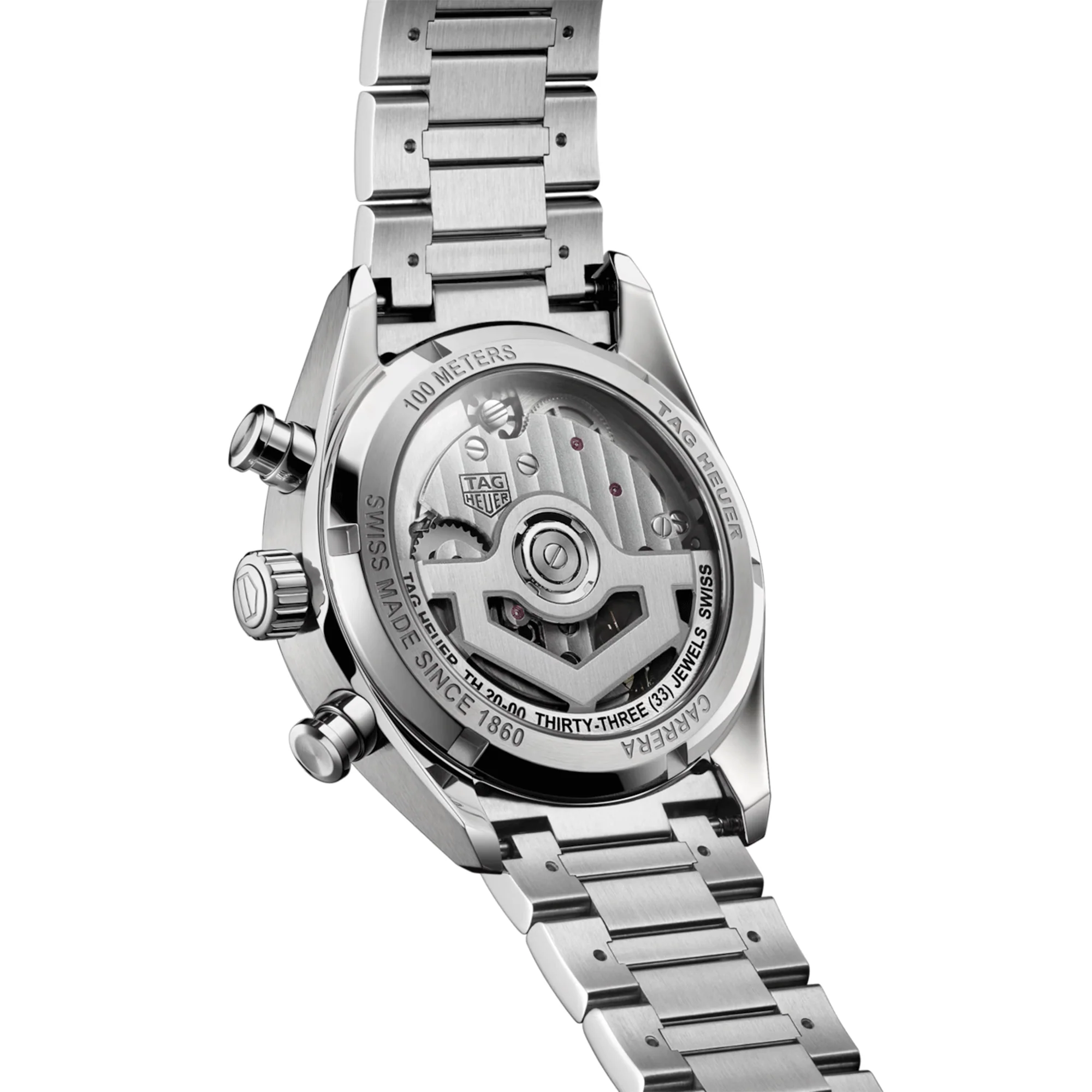 Carrera Chronograph 39mm Silver/Black Dial Automatic Bracelet Watch - Image 2