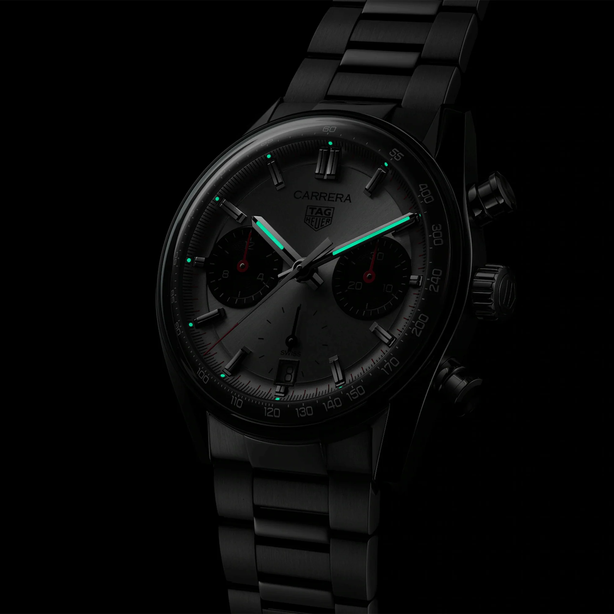 Carrera Chronograph 39mm Silver/Black Dial Automatic Bracelet Watch - Image 3
