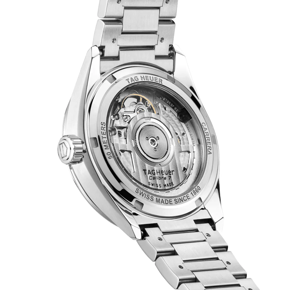 Carrera Date 36mm Vibrant Pink Diamond Dial Ladies Bracelet Watch - Image 4
