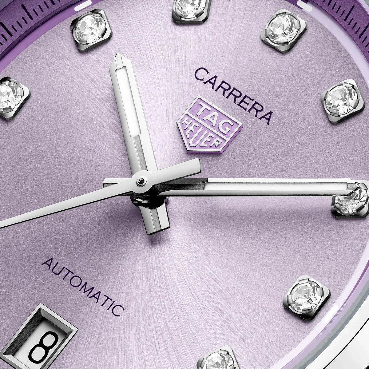 Carrera Date 36mm Lavender Purple Diamond Dial Ladies Watch - Image 2