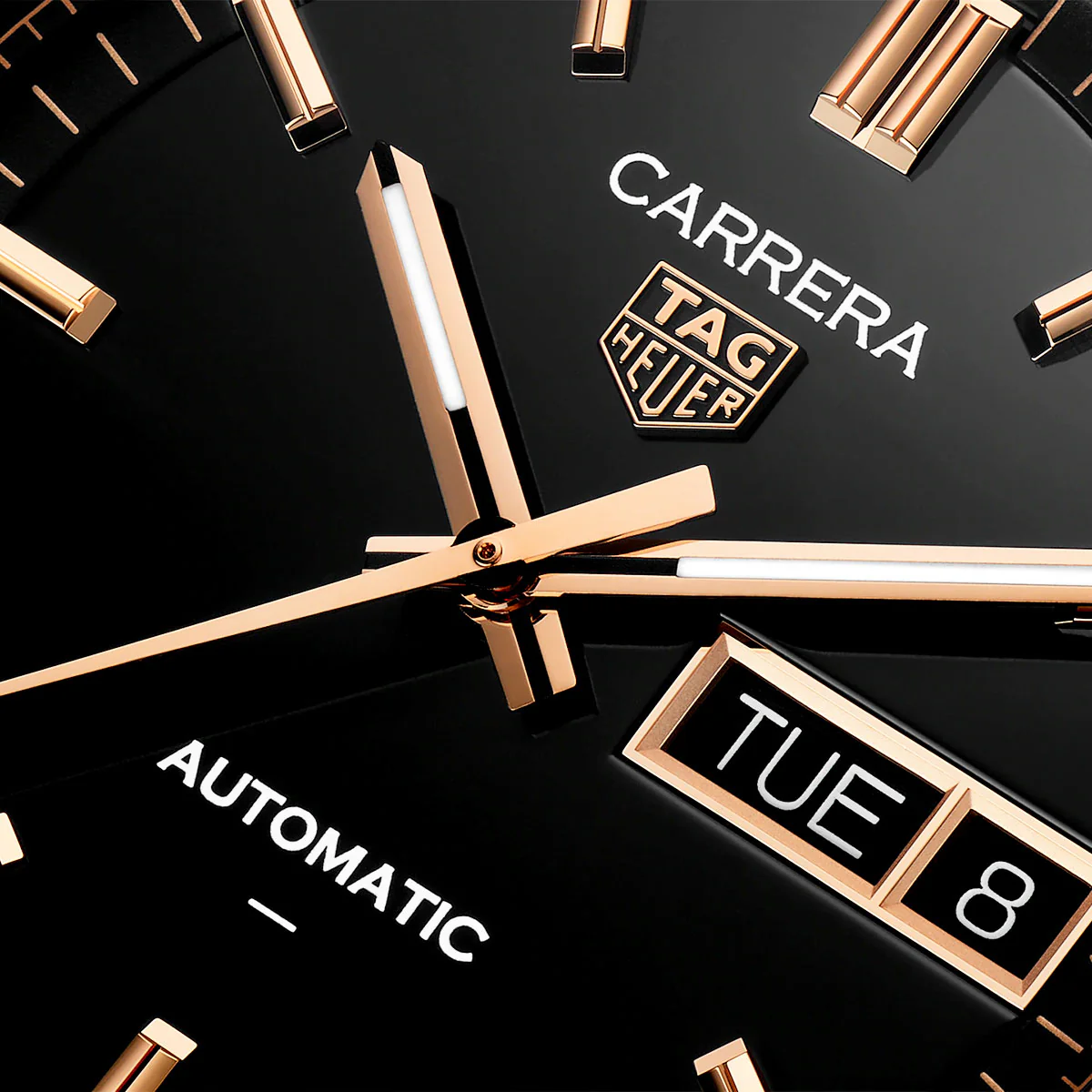 Carrera Day-Date 41mm Black/Rose Dial Automatic Bracelet Watch - Image 3