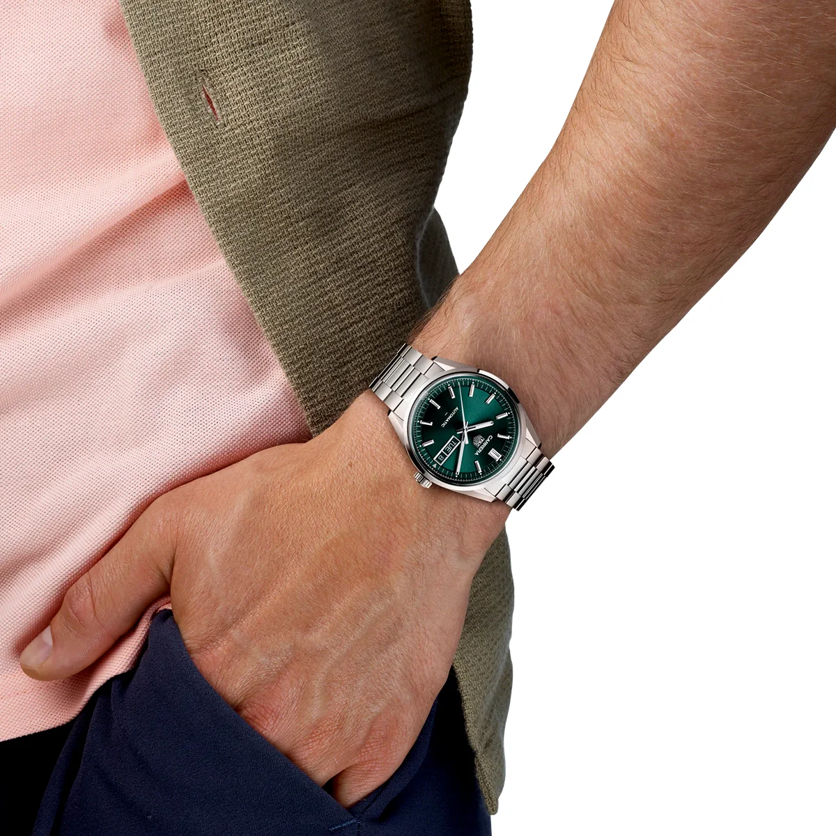 Carrera Day-Date 41mm Green Dial Mens Automatic Bracelet Watch - Image 6