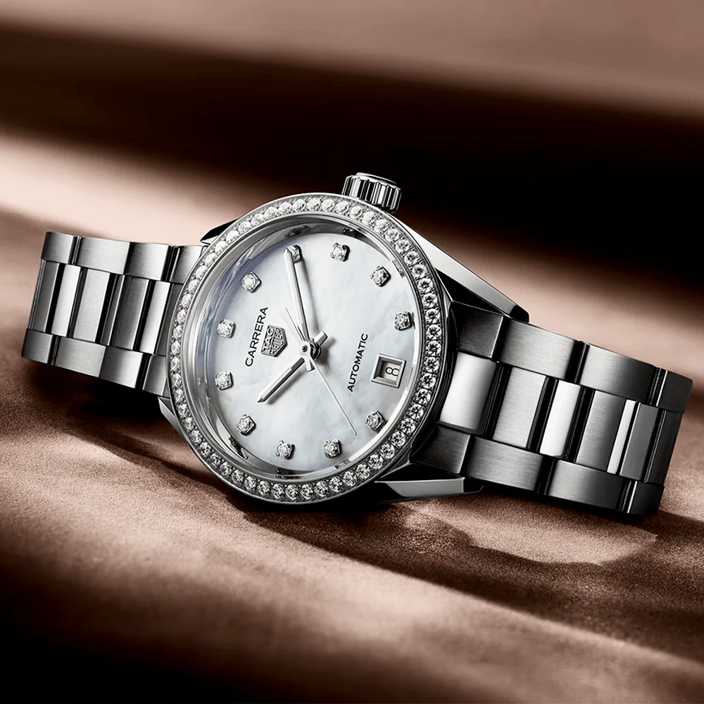 Carrera Date 29mm Diamond Dial & Bezel Ladies Bracelet Watch - Image 4