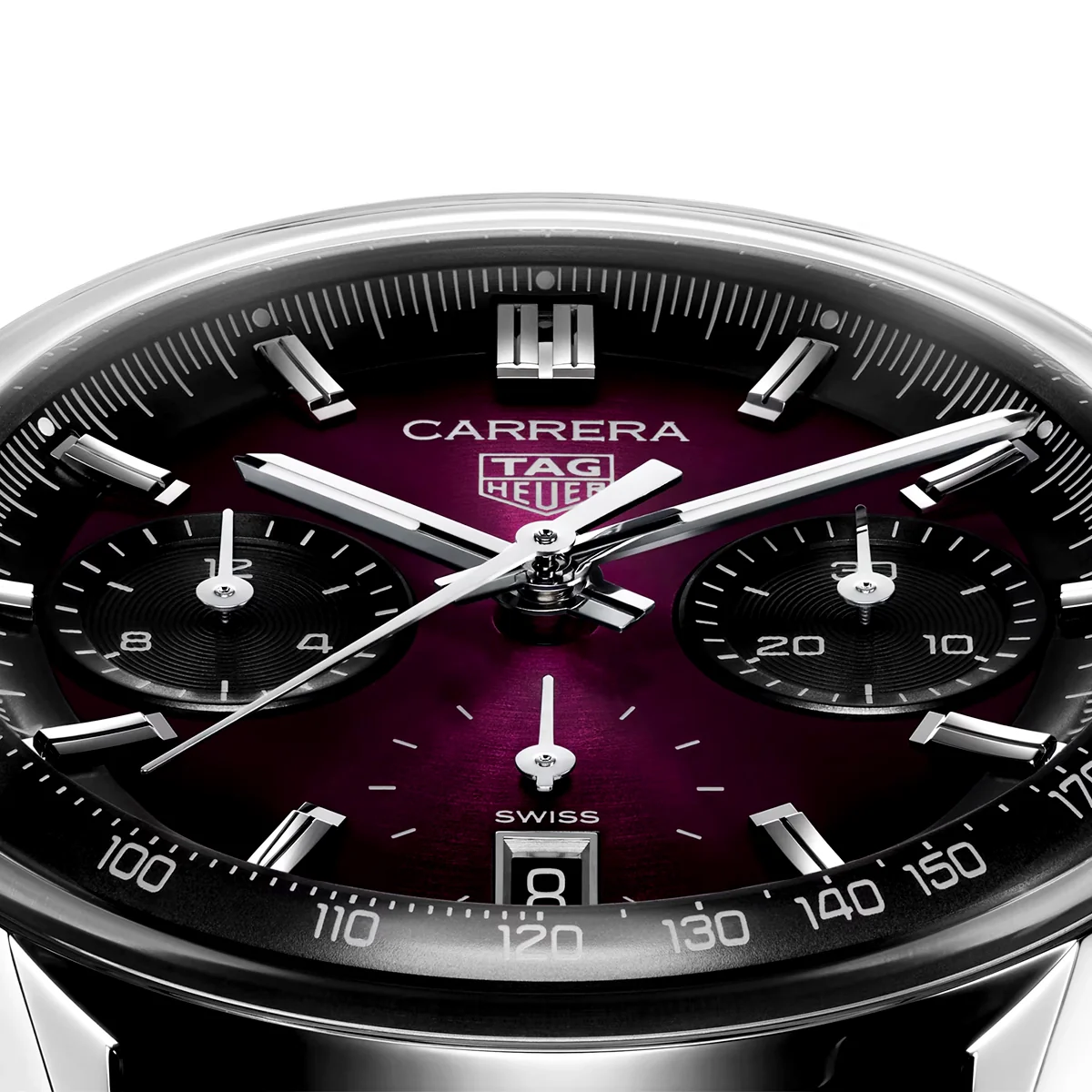 Carrera 39mm Purple Gradient Dial Automatic Chronograph Strap Watch - Image 3