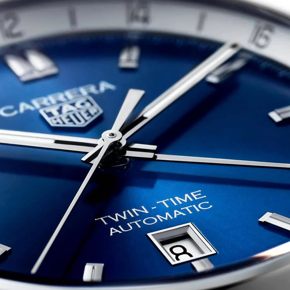 Carrera Twin-Time 41mm Blue Dial Men's Automatic Bracelet Watch - Image 3
