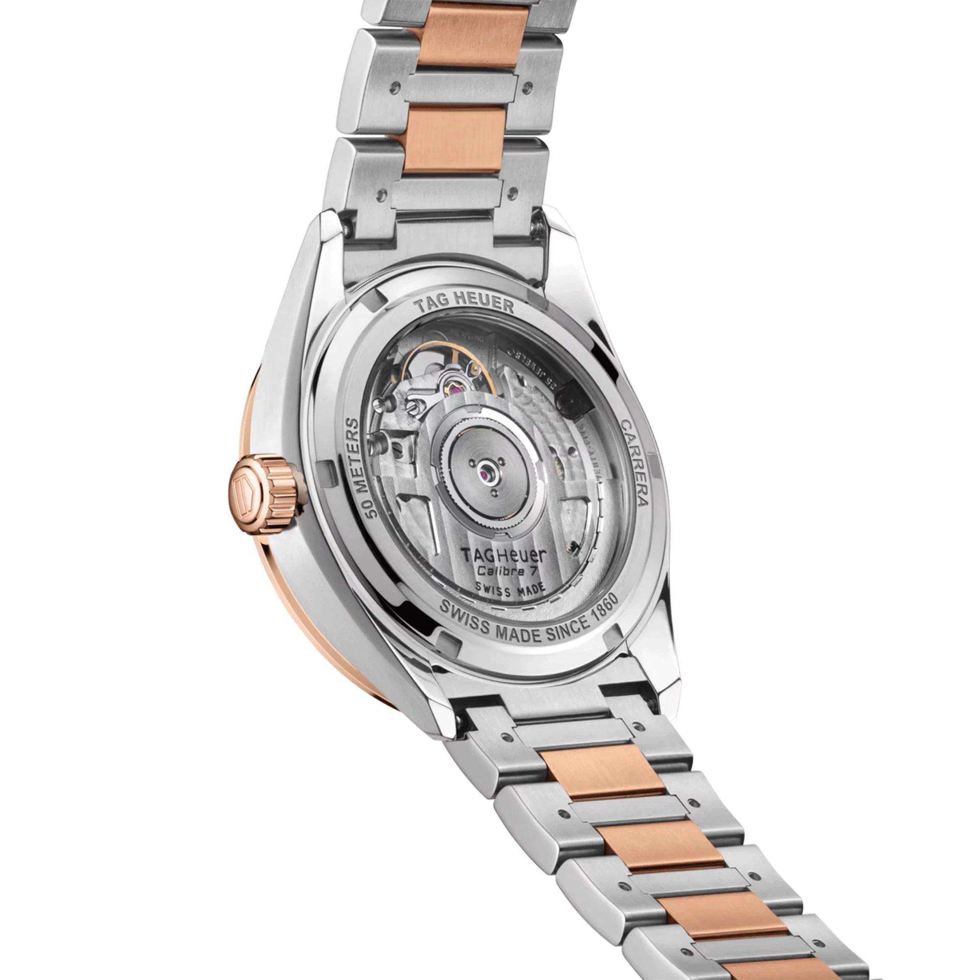 Carrera 36mm Two-Tone Rose Champagne Dial Ladies Bracelet Watch - Image 4