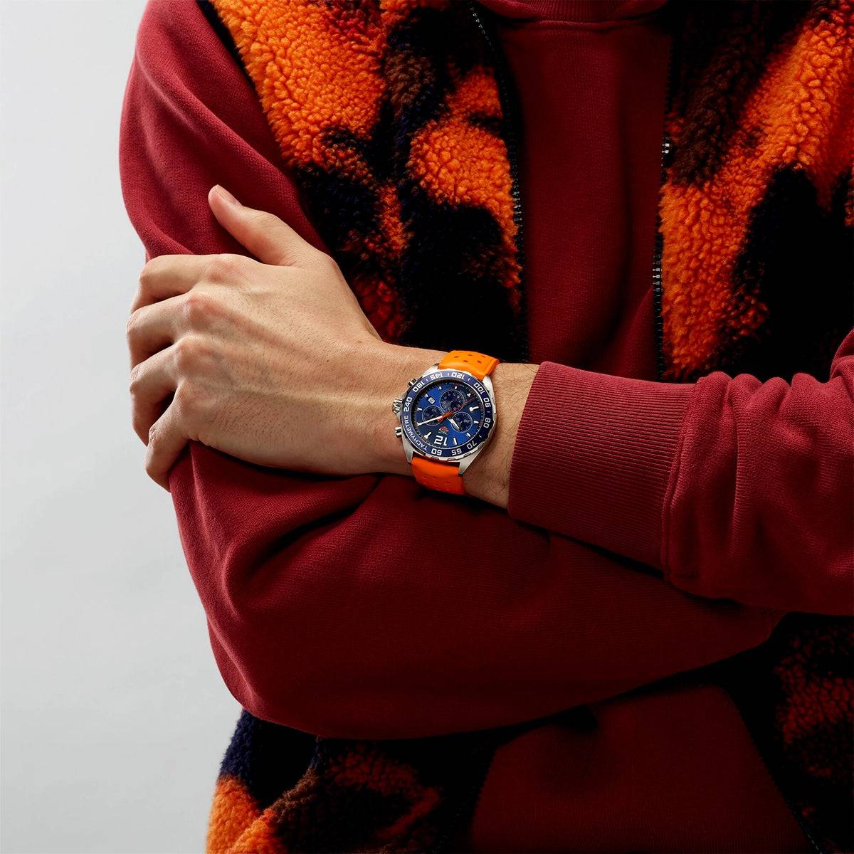 Formula 1 43mm Blue/Orange Dial Men's Rubber Strap Watch - Image 3