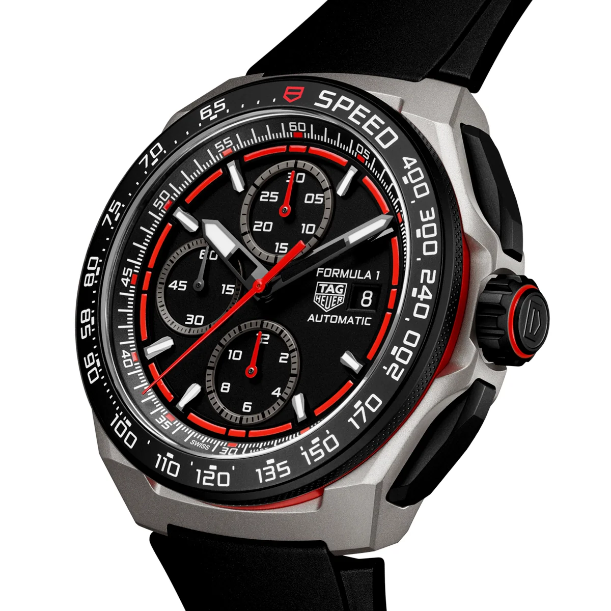 Formula 1 Chronograph 44mm Titanium Black/Red Dial Strap Watch - Image 2