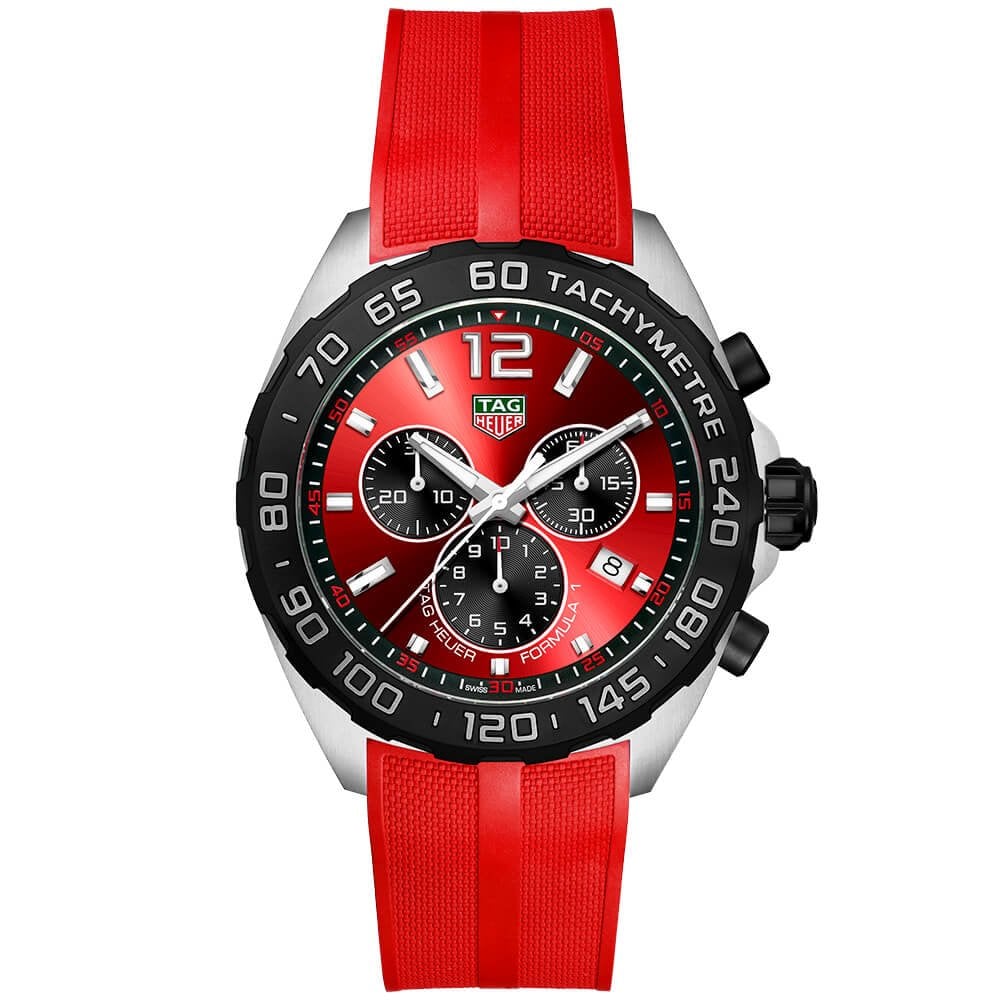 Formula 1 43mm Red Dial Men's Rubber Strap Chronograph Watch - Image 3