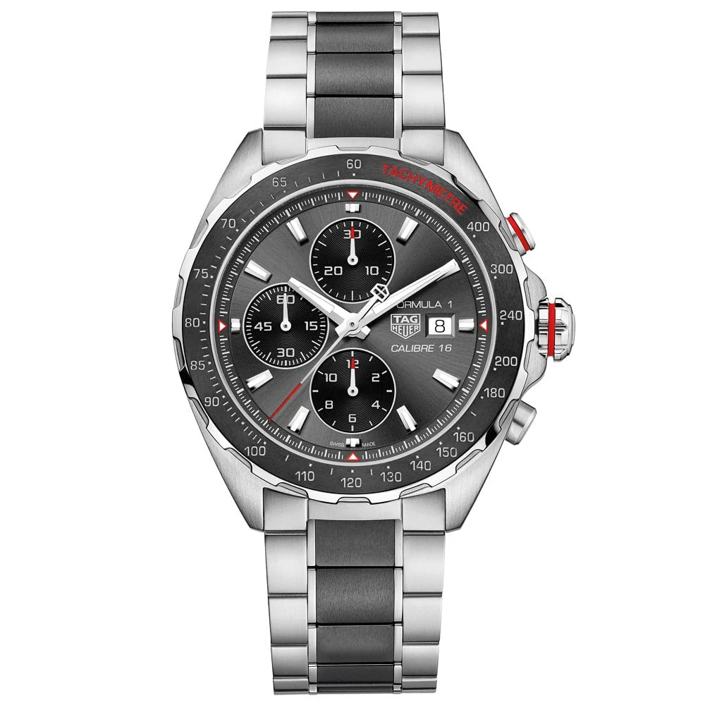 Formula 1 Calibre 16 Anthracite/Red Dial Men's Two-Tone Bracelet Watch - Image 5