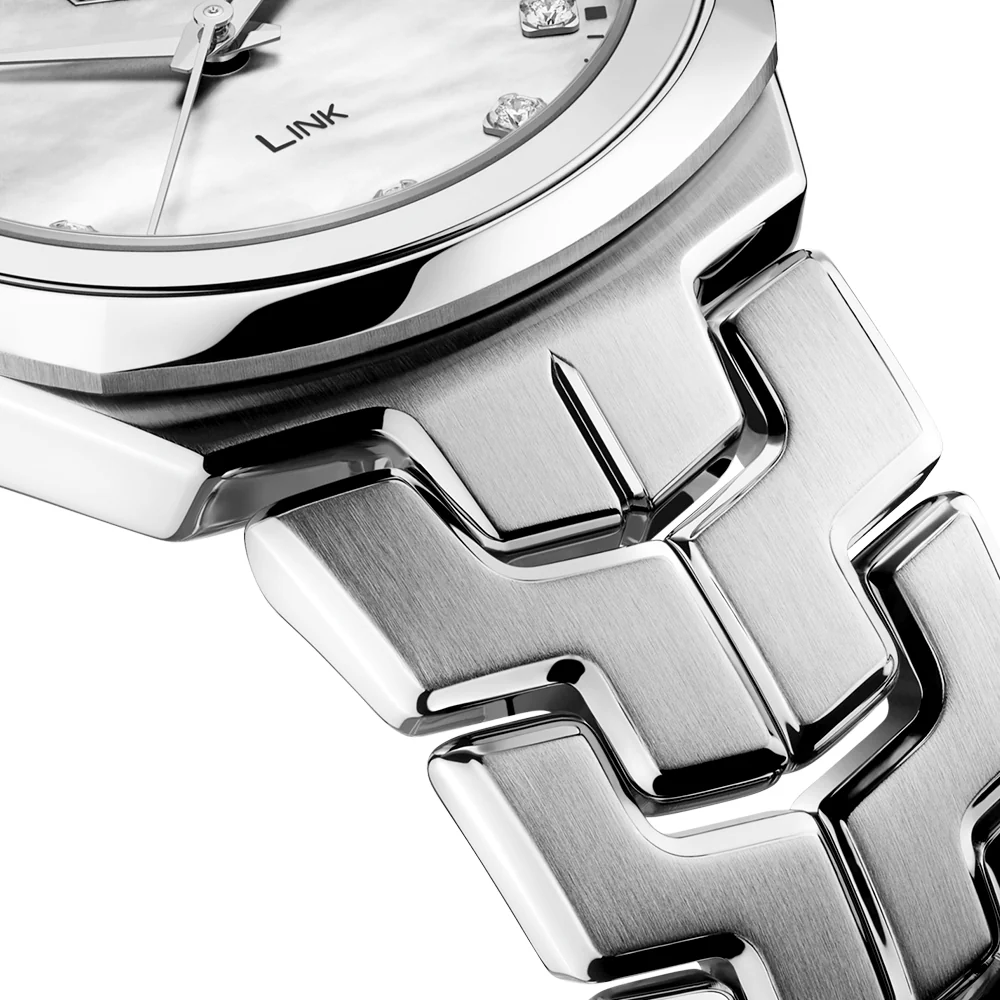 Link 32mm White Mother of Pearl Diamond Dial Ladies Watch - Image 3
