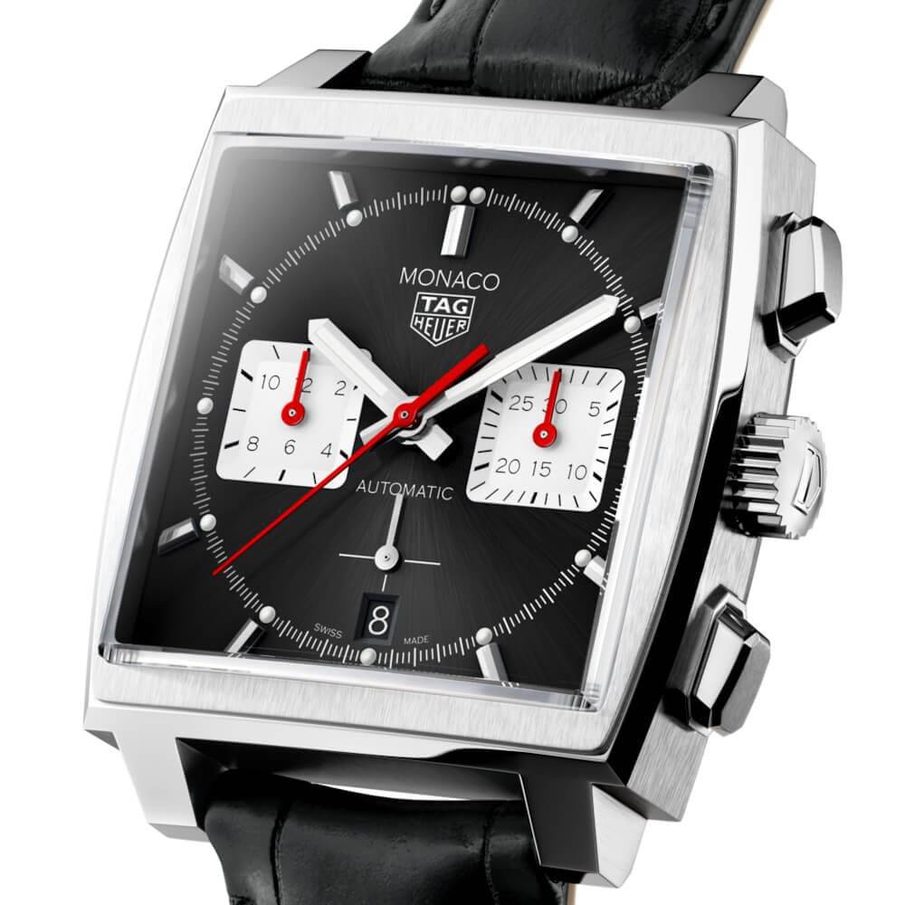 Monaco 39mm Automatic Chronograph Black Dial Men's Strap Watch - Image 2