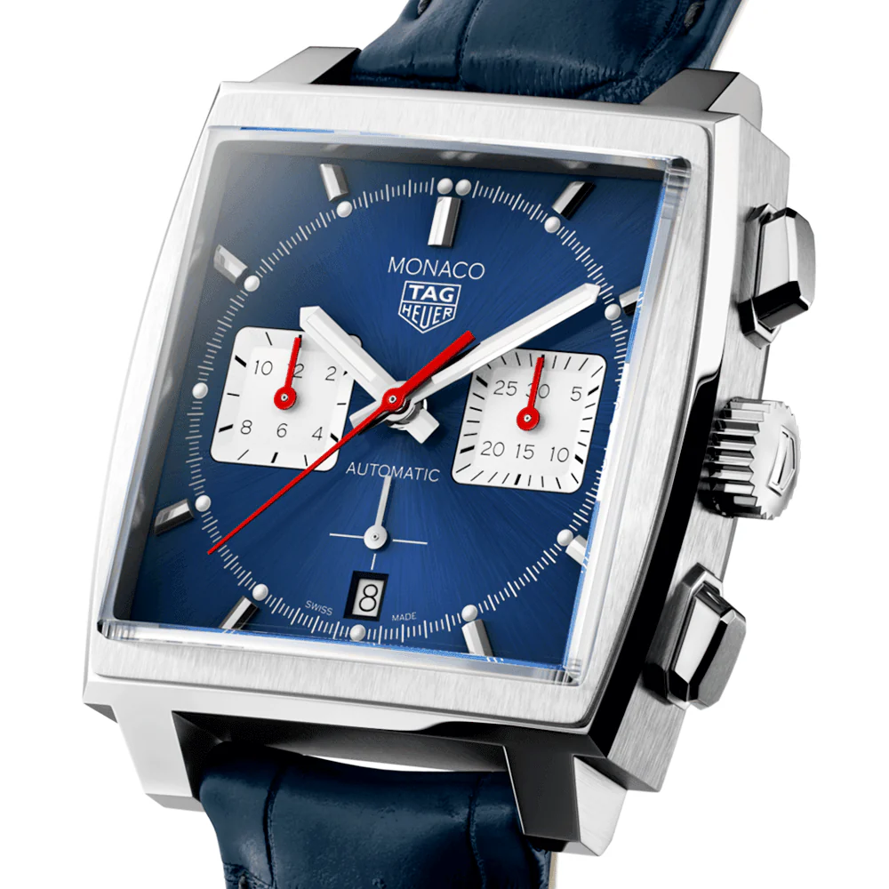 Monaco 39mm Automatic Chronograph Blue Dial Men's Strap Watch - Image 2