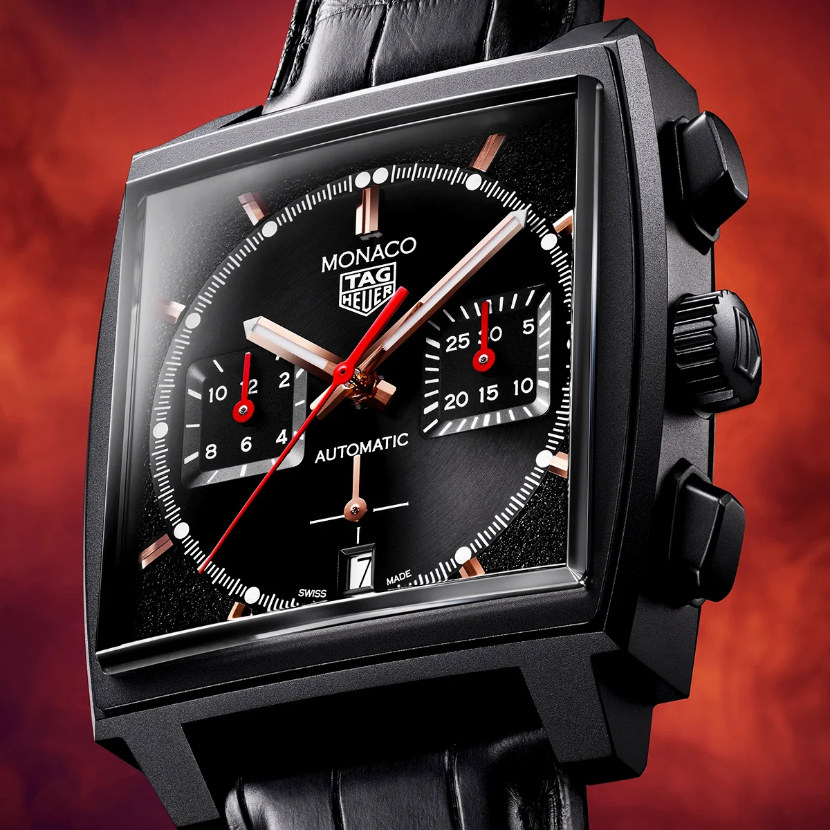 Monaco 'Dark Lord' Edition 39mm DLC Titanium Automatic Chronograph Watch - Image 2