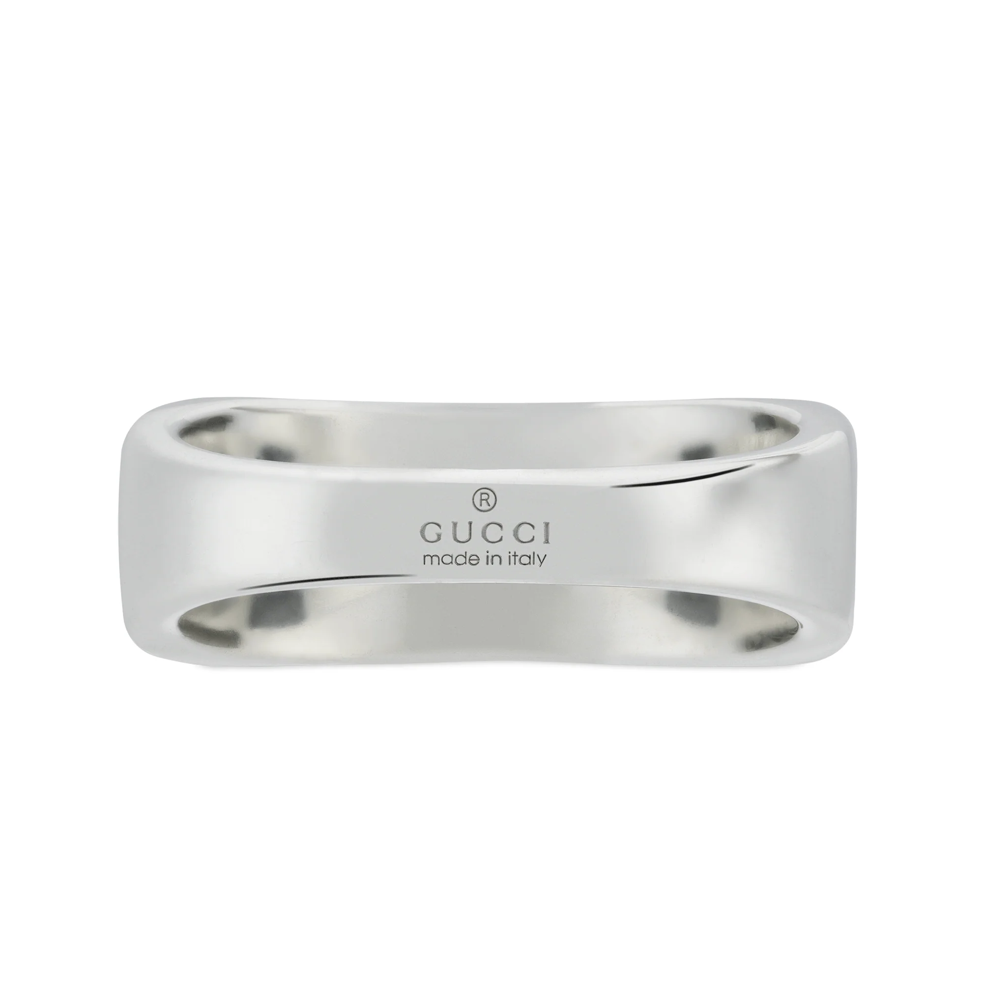 Gucci Tag Sterling Silver Small Rectangular With Interlocking Logo Signet Ring - Image 4