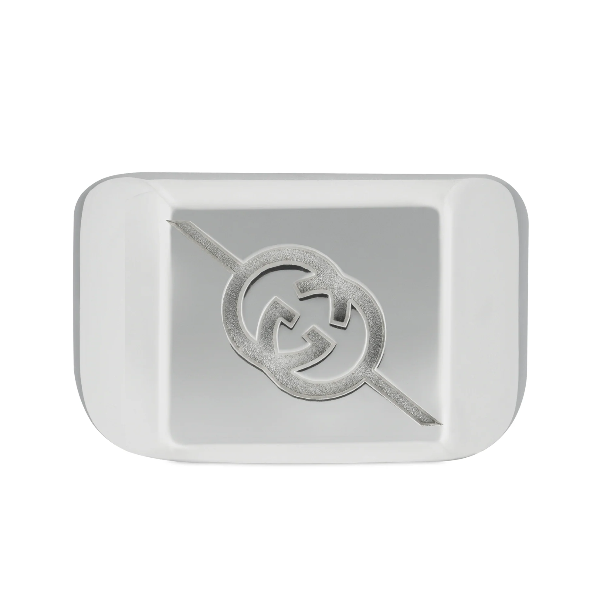 Gucci Tag Sterling Silver Square With Interlocking  Logo Signet Ring - Image 2