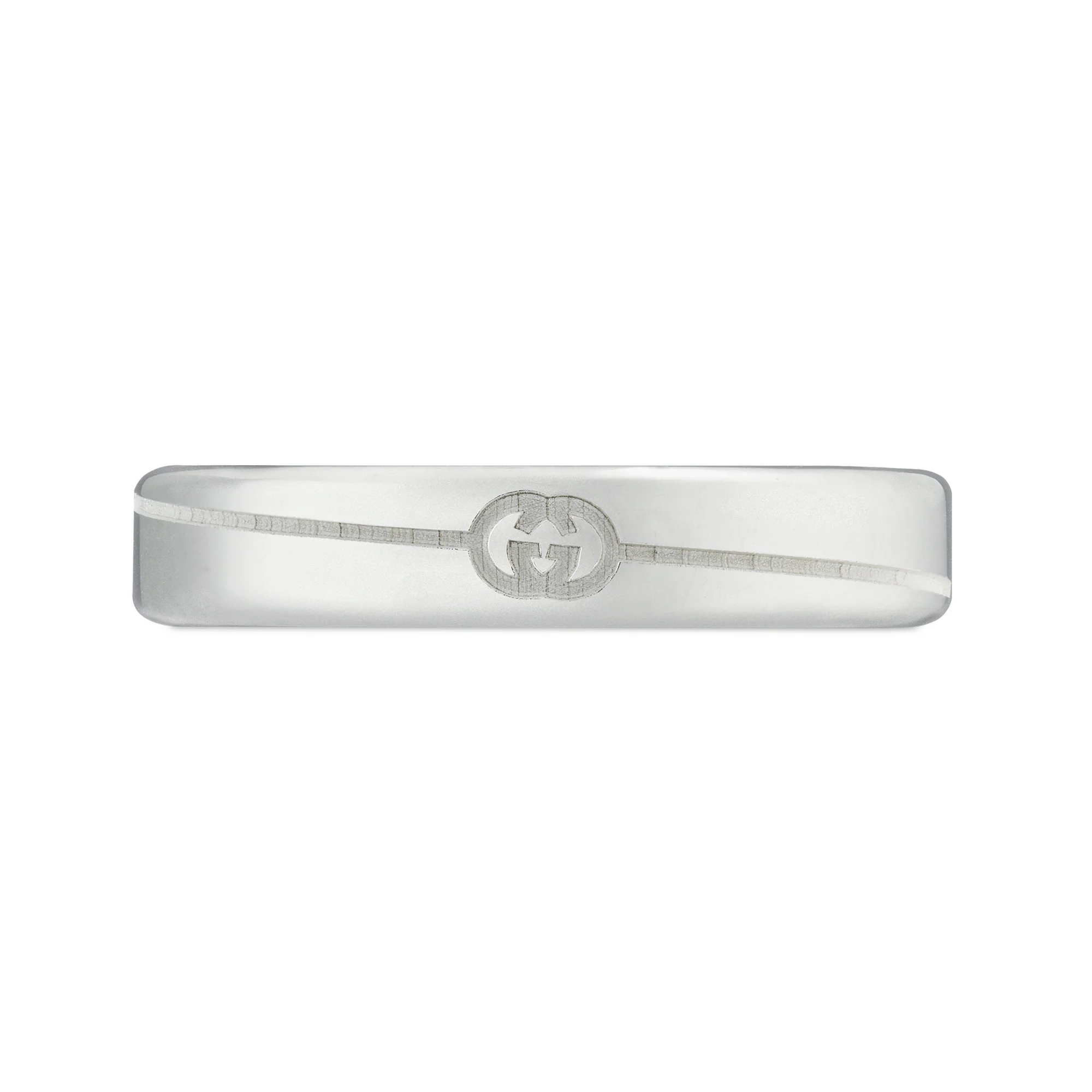 Gucci Tag Sterling Silver Slim With Interlocking  Logo Ring - Image 4