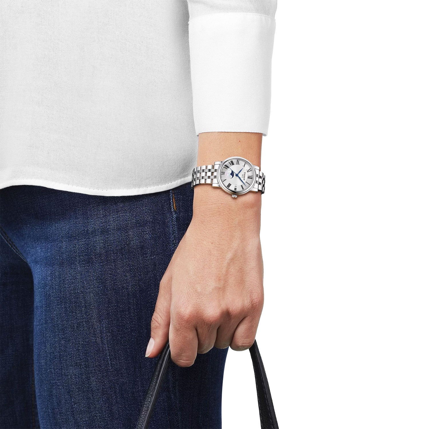 Carson Premium 32mm Silver Dial Moonphase Steel Bracelet Ladies Watch - Image 2