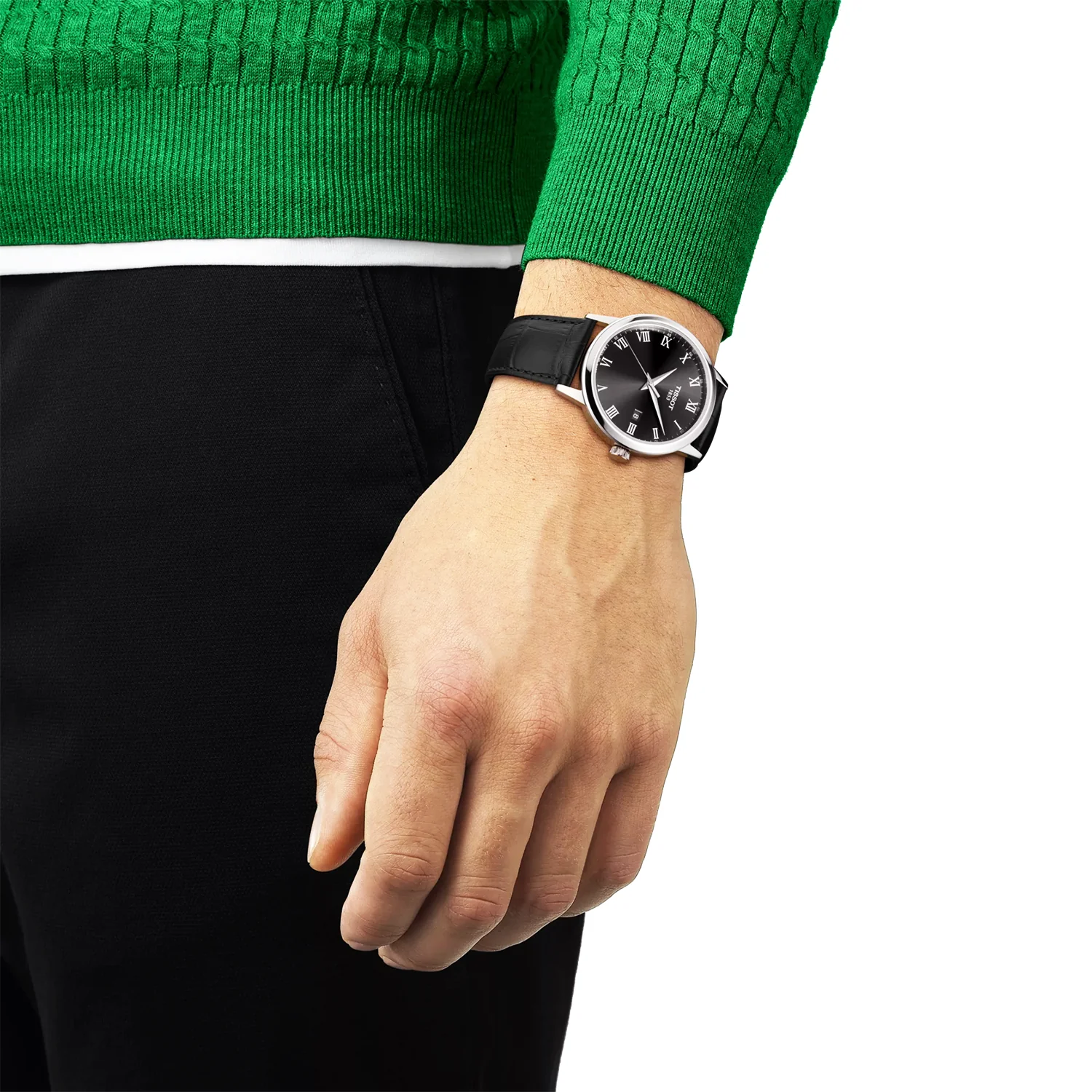 Classic Dream 42mm Black Dial Black Strap Mens Watch - Image 2