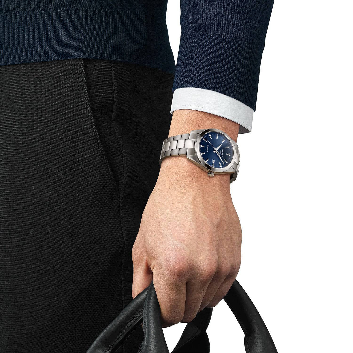 Gentleman 40mm Blue Dial Titanium Bracelet Watch - Image 2