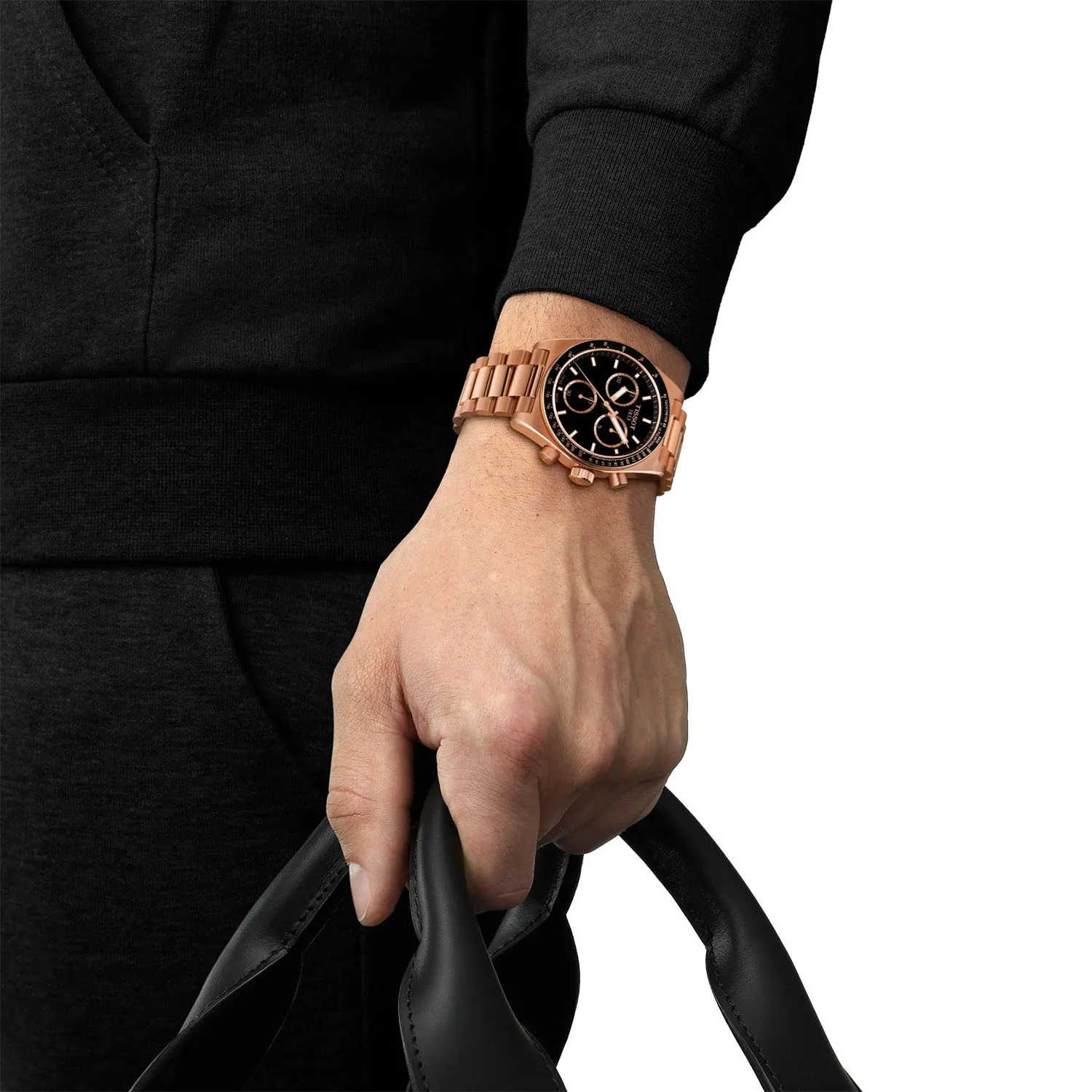 PR516 40mm Black Dial Rose Gold PVD Mens Chronograph Watch - Image 2