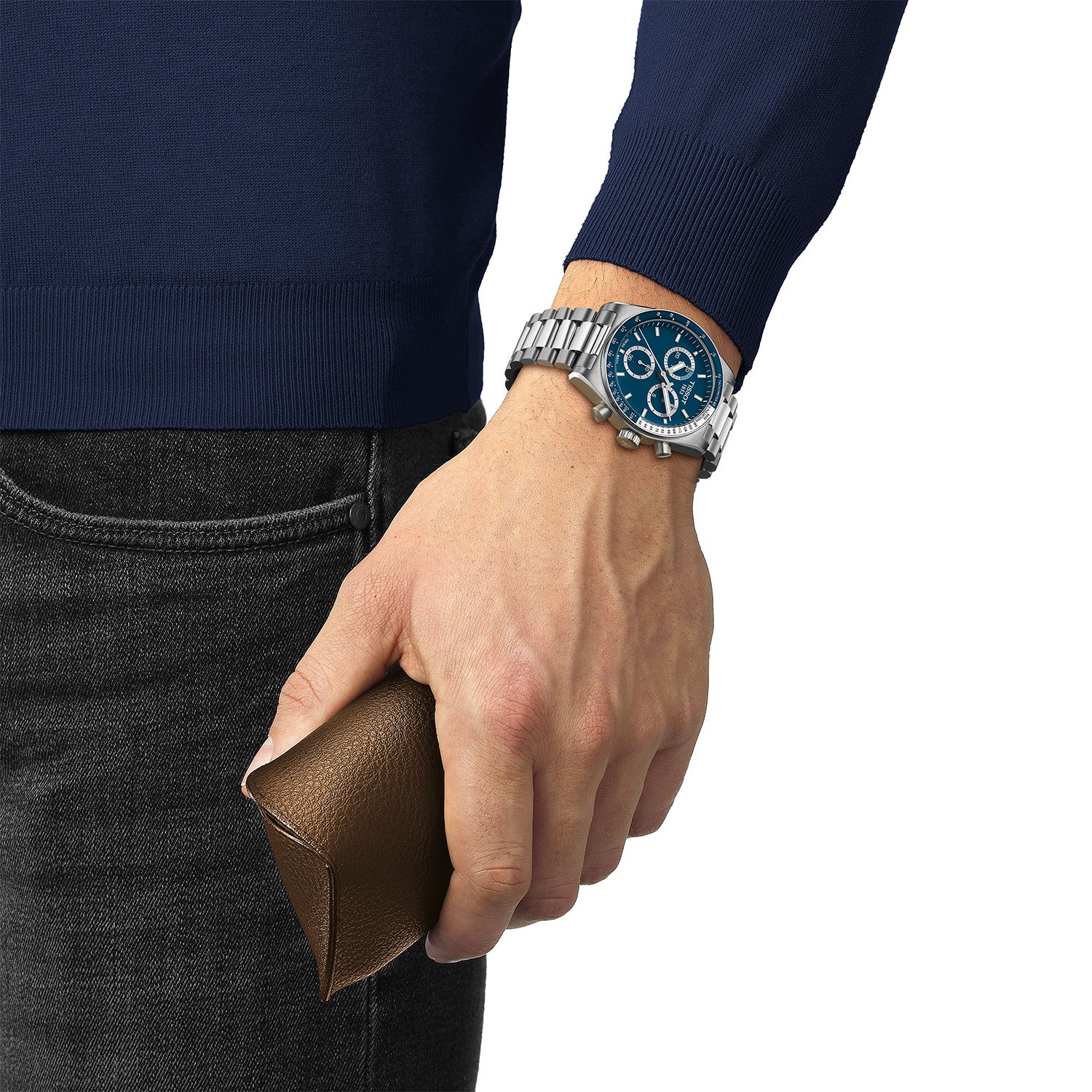 PR516 40mm Blue Dial Steel Bracelet Mens Chronograph Watch - Image 2