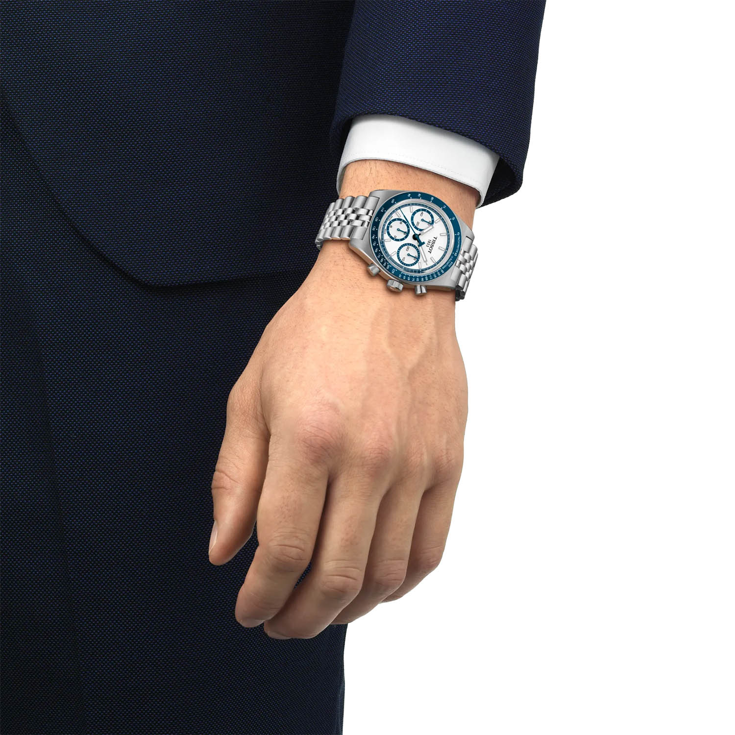 PR516 41mm White Dial Steel Bracelet Chronograph Automatic Watch - Image 2